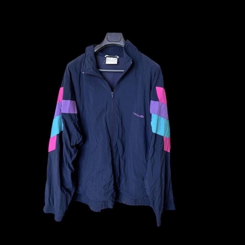 Vintage 90's Adidas Jacket 2XL/3XL Blue Trefoil Colorblock Windbreaker‎ Full Zip